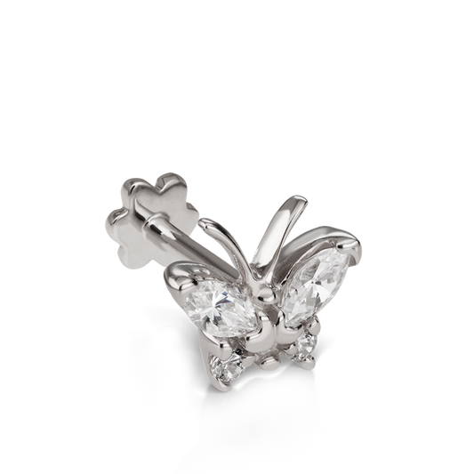 Diamond Marquise Butterfly Threaded Stud Earring