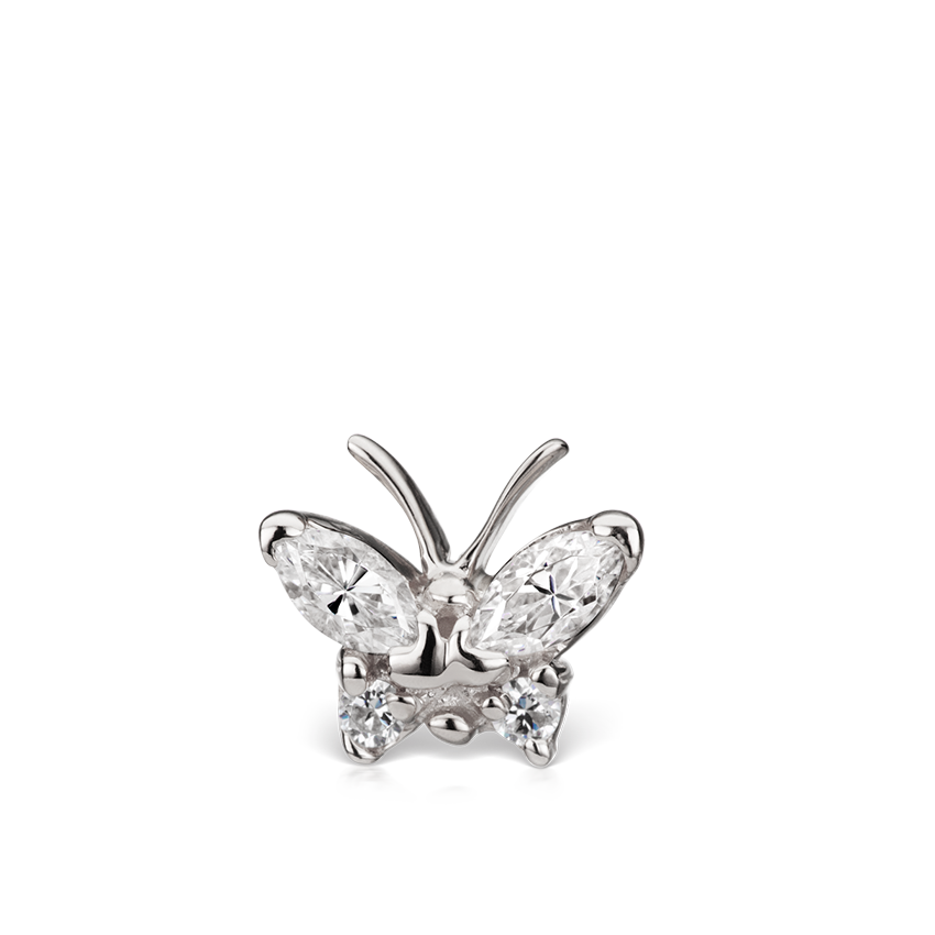 Diamond Marquise Butterfly Threaded Stud Earring