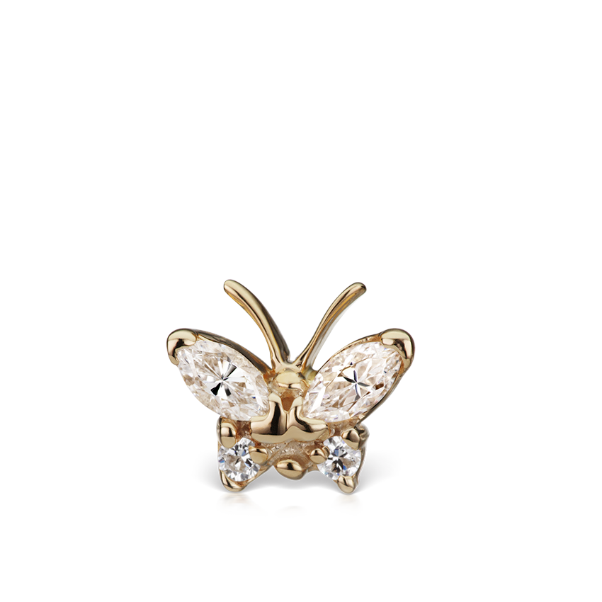 Diamond Marquise Butterfly Threaded Stud Earring