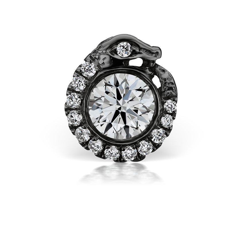 Diamond Pavé Ouroboros Threaded Stud Earring