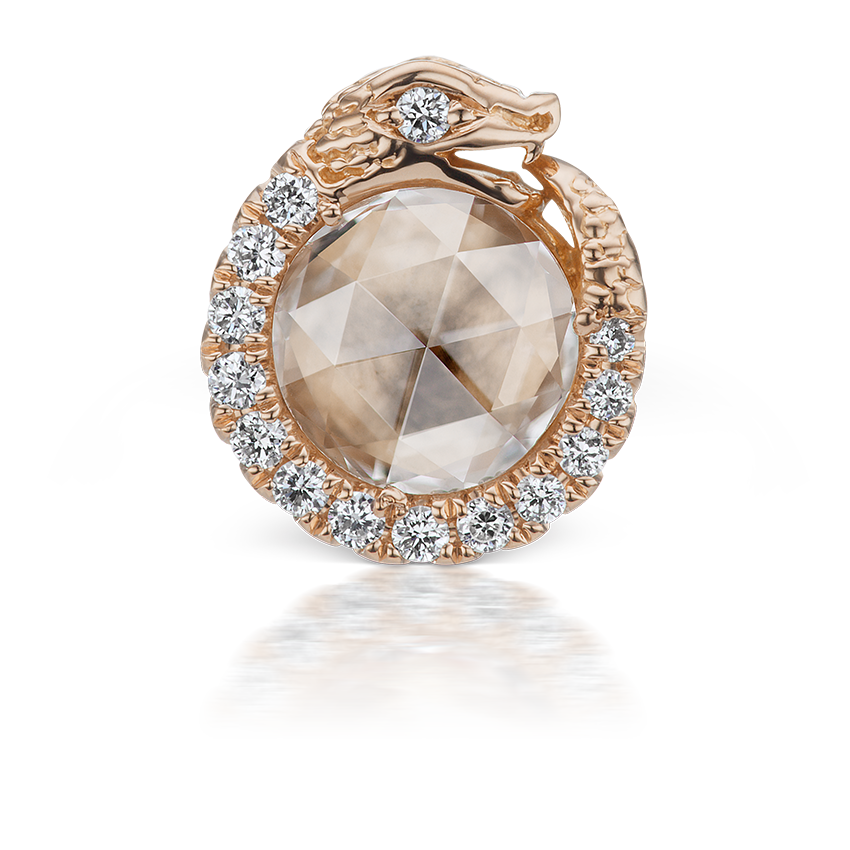 Diamond Pavé Ouroboros Threaded Stud Earring With Titanium Backing