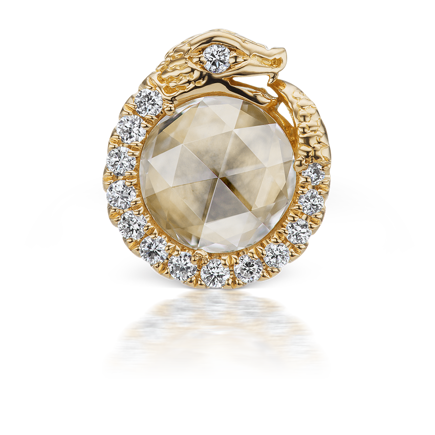 Diamond Pavé Ouroboros Threaded Stud Earring With Titanium Backing
