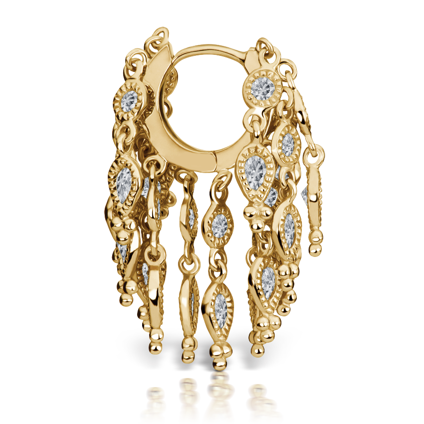 Diamond Tassel Eternity Hoop Earring
