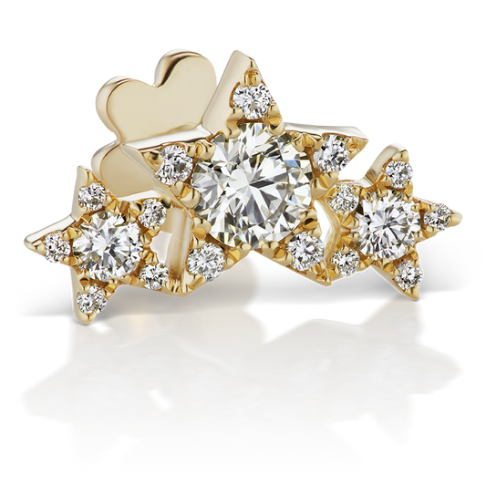 Diamond Three Star Garland Threaded Stud Earring