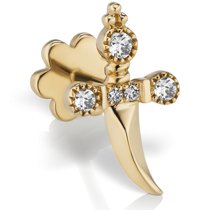 Diamond Trinity Hilt Dagger Threaded Stud
