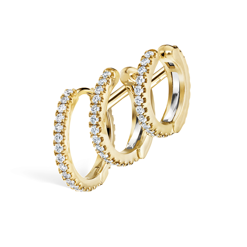 Diamond Triple Linked Eternity Hoop Earring and Cuffs