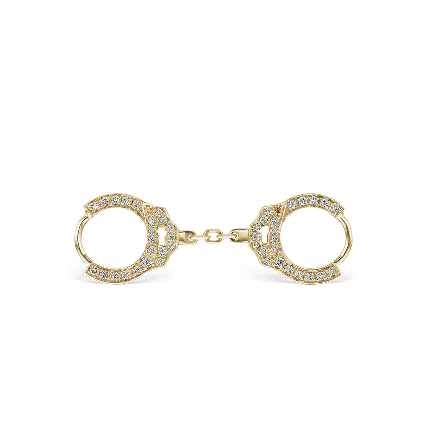 Double-sided Diamond Handcuff Hoop Earring with Short Chain