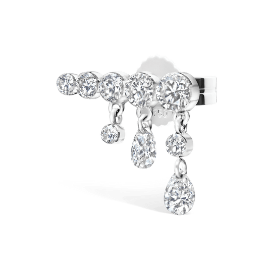 Invisible Set Diamond Crescendo Bar Stud Earring