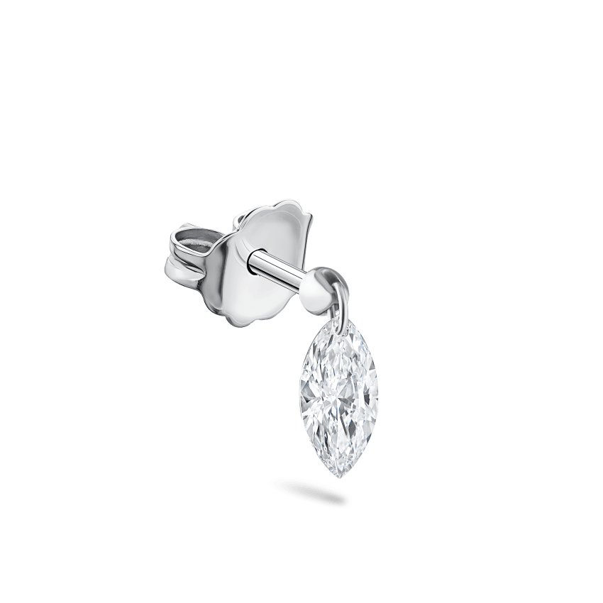Floating Marquise Diamond Charm Stud Earring