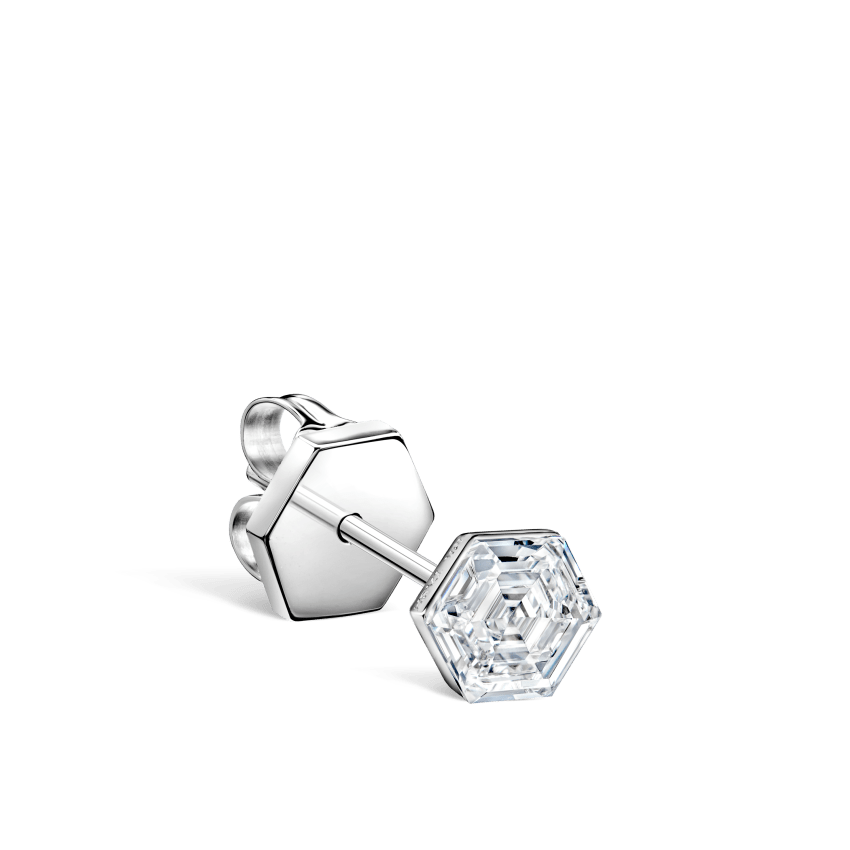 Invisible Set Hexagon Diamond Stud Earring