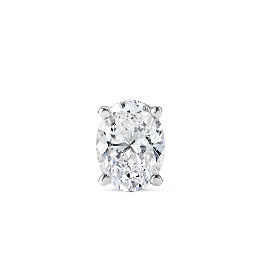 Oval Diamond Engraved Stud Earring