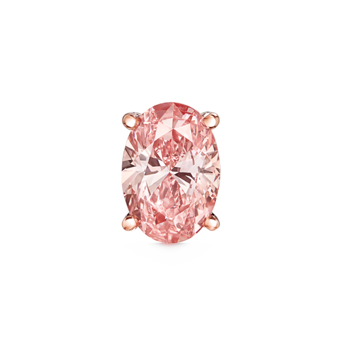 Engraved Pink Oval Diamond Stud Earring