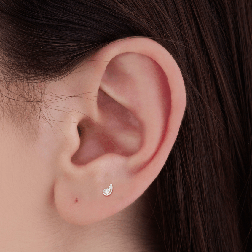 Diamond Paisley Stud Earring