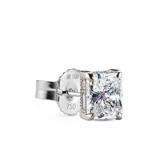 Radiant Diamond Engraved Stud Earring