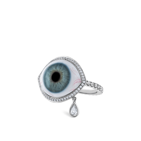 Diamond Halo Teardrop Eye Finger Ring