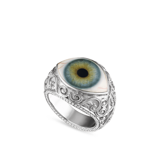 Lace and Pavé Diamond Eye Finger Ring