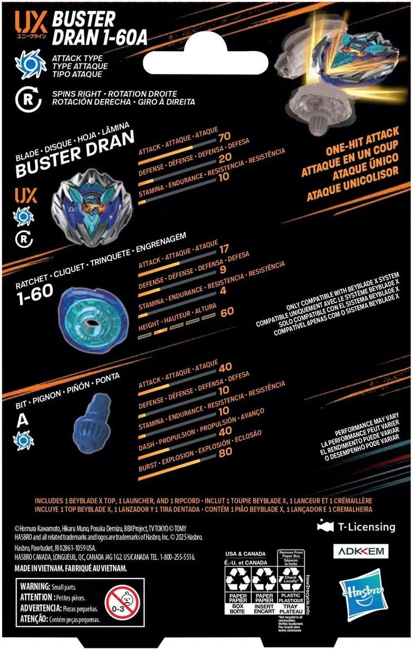 Hasbro Beyblade X UX-01 Buster Dran 1-60A