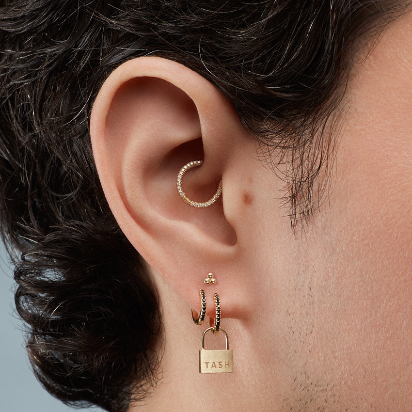 Ball Trinity Threaded Stud Earring With Titanium Backing