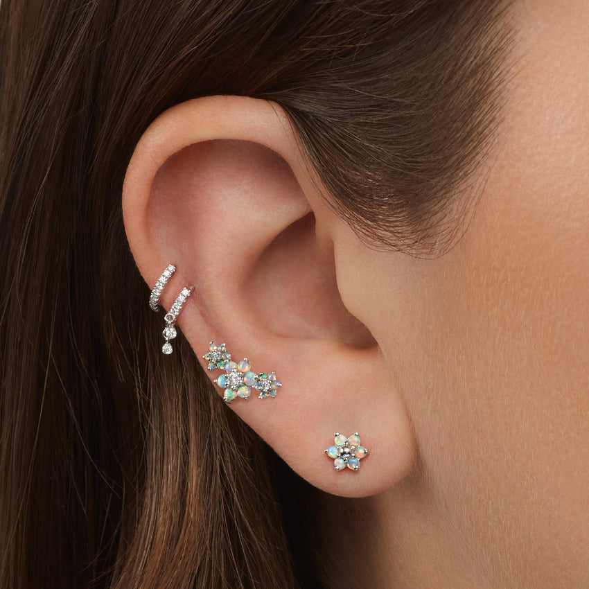 Diamond Eternity Double Dangle Hoop Earring