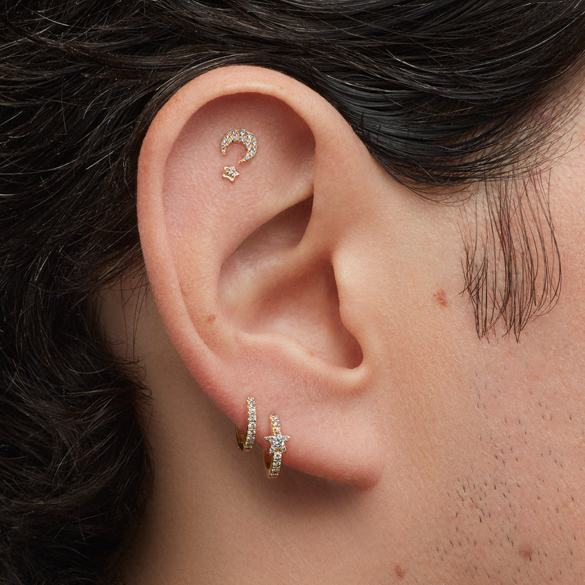 Diamond Star Eternity Hoop Earring