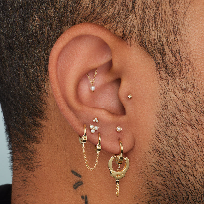 Pearl Drape Threaded Stud Earring With Titanium Backing