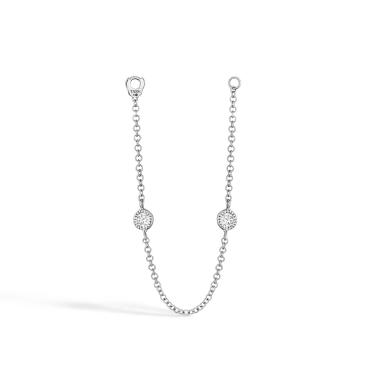 Double Scallop Set Diamond Chain Connecting Charm
