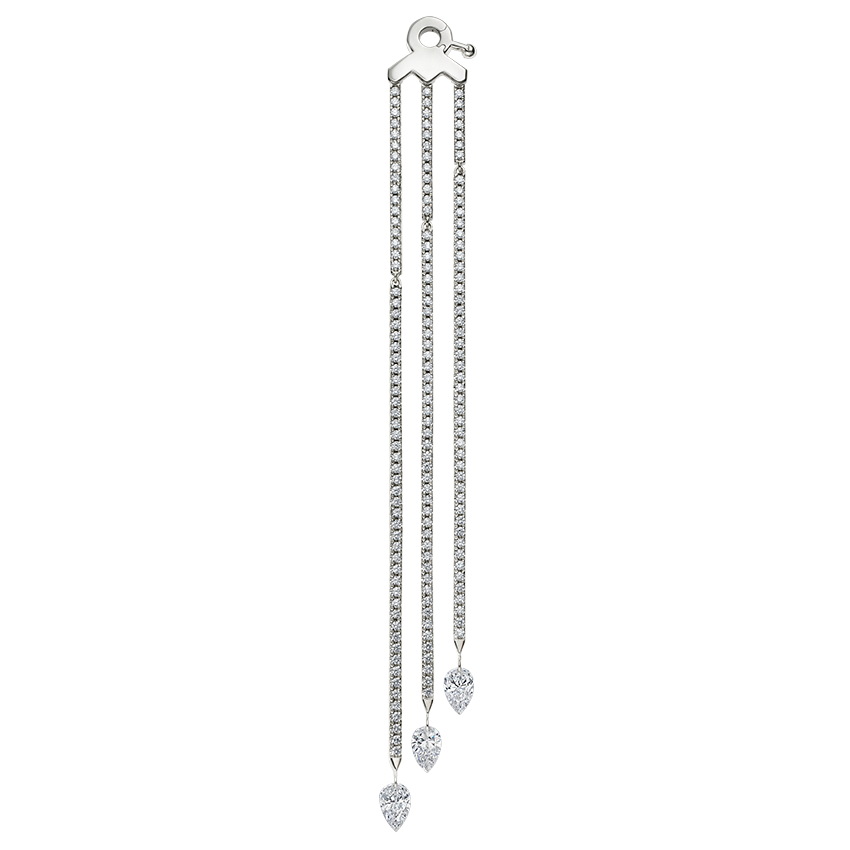Triple Diamond Eternity Bar Conch Charm & Pear Diamond Dangles