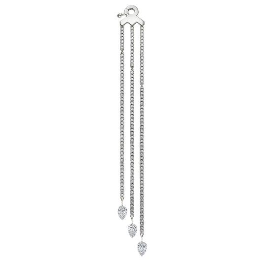 Triple Diamond Eternity Bar Conch Charm & Pear Diamond Dangles