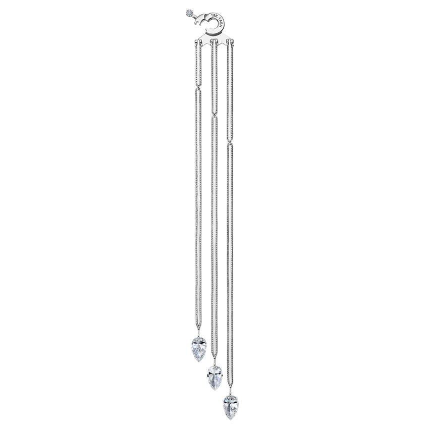 Triple Diamond Eternity Bar Conch Charm & Pear Diamond Dangles