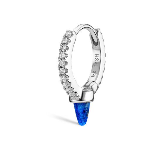 Lapis Single Short Spike Diamond Eternity Hoop Earring