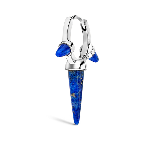 Lapis Triple Long Spike Hoop Earring