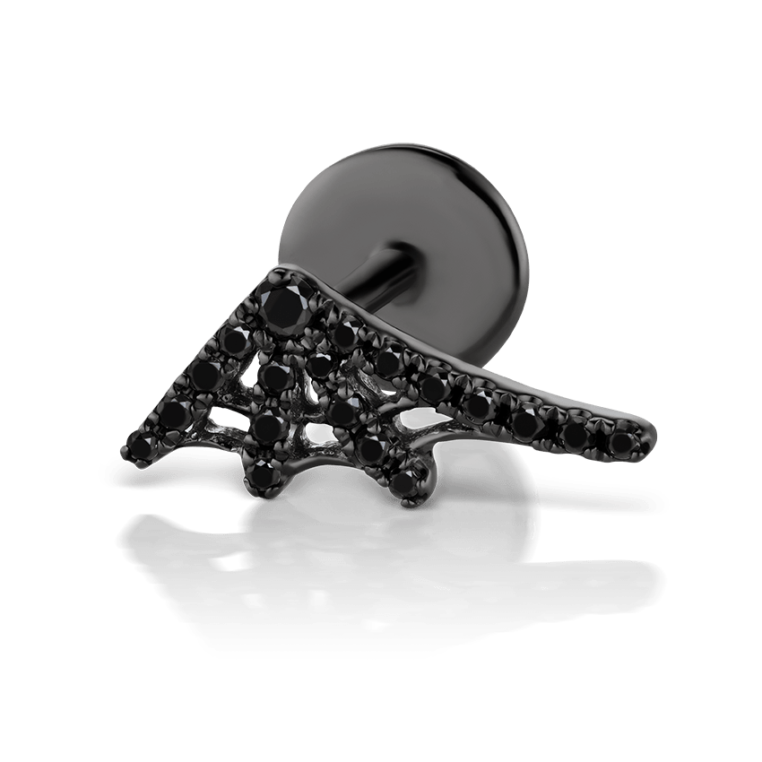 Black Diamond Web Threaded Stud Earring With Titanium Backing