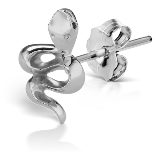 Snake with Black Diamond Eyes Earstud