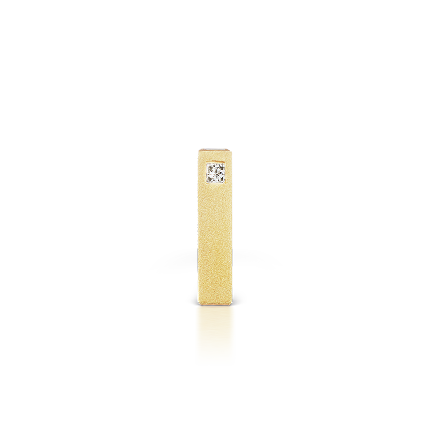 Matte Square Three Diamond End Bar Stud Earring