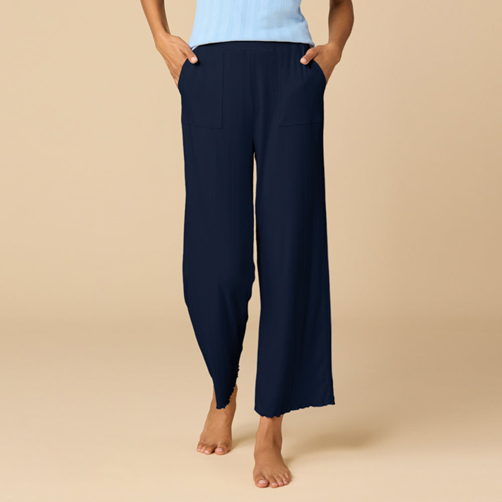 Pointelle Cropped Pant with Lettuce Edge