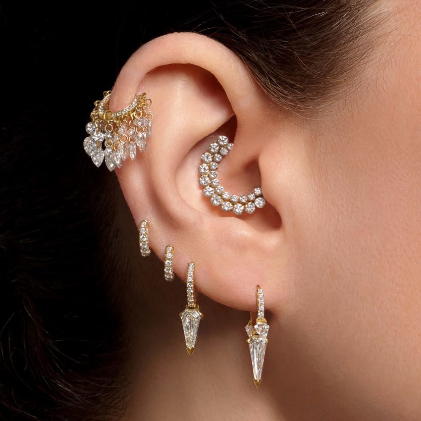 Invisible Diamond Apsara Hoop Earring