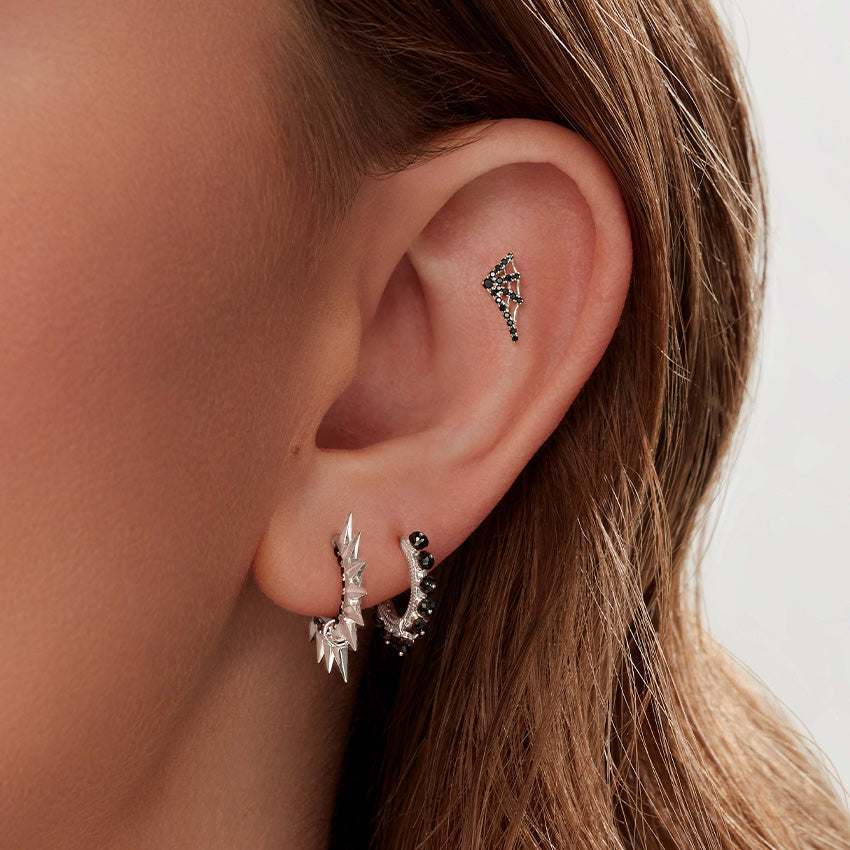 Black Diamond Web Threaded Stud Earring With Titanium Backing