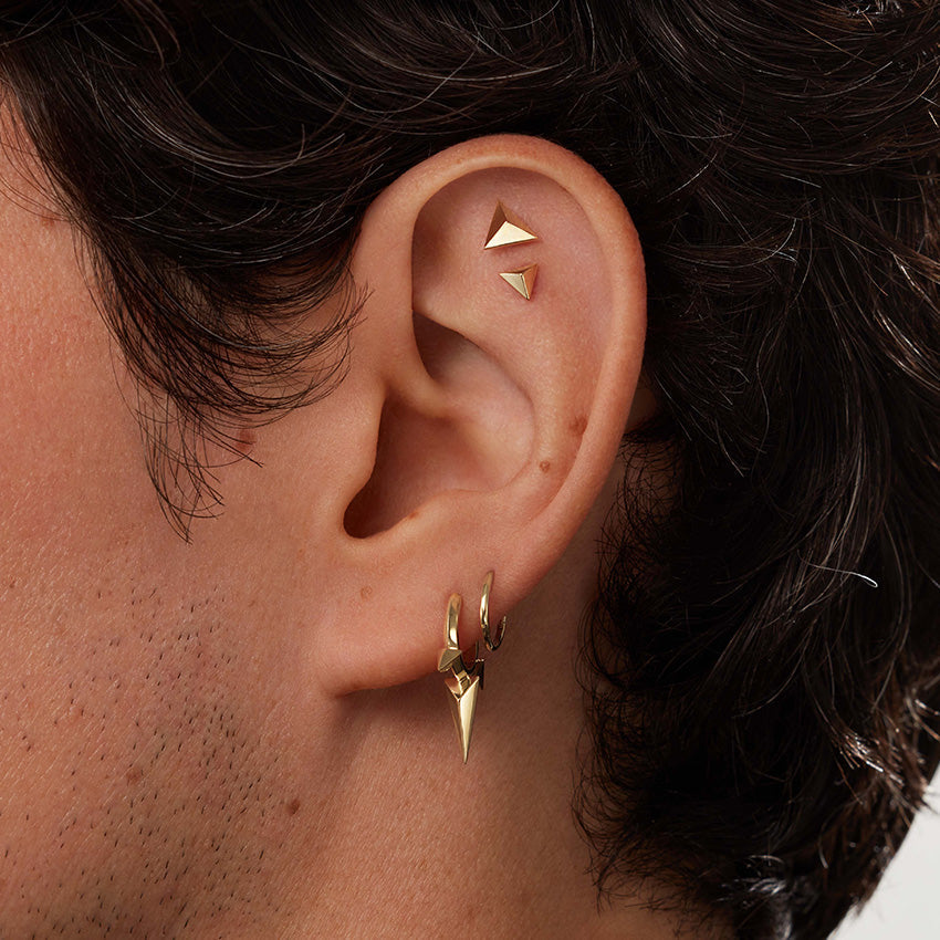 Faceted Triangle Threaded Stud Earring With Titanium Backing