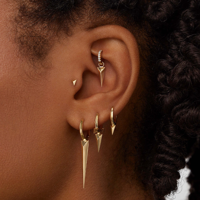 Faceted Triangle Threaded Stud Earring
