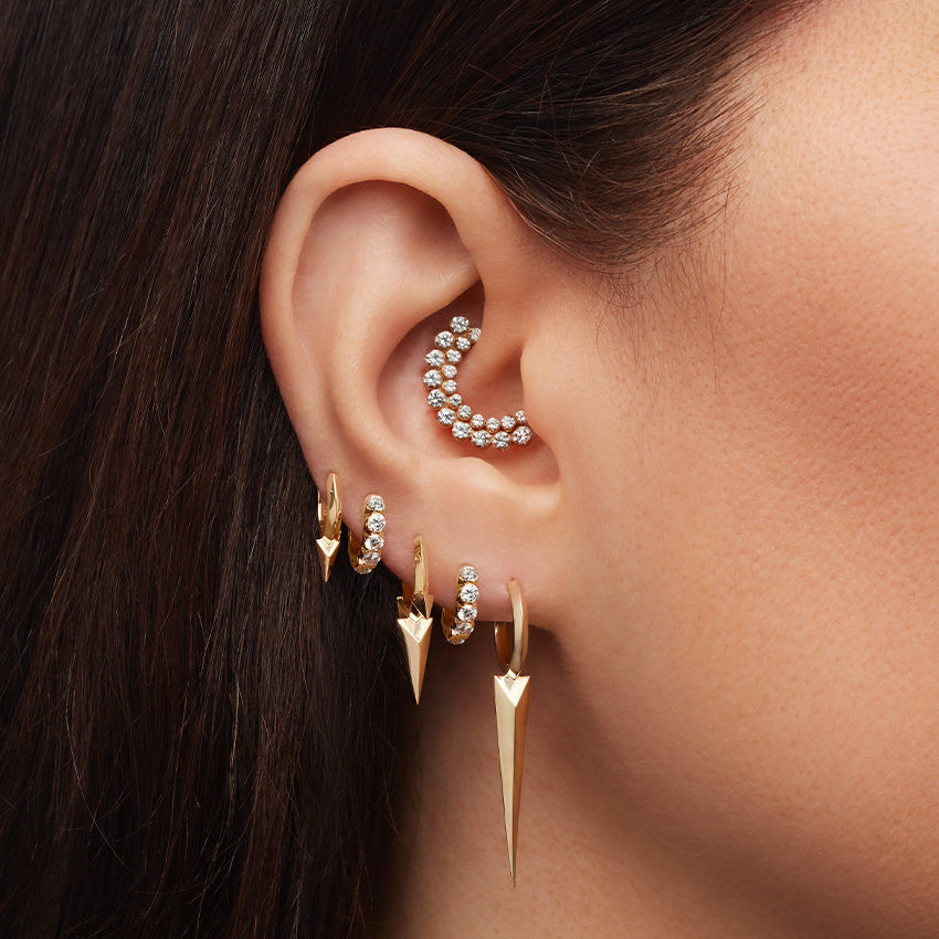 Faceted Single Short Spike Hoop Earring