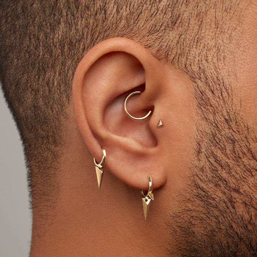 Faceted Triple Long Spike Hoop Earring