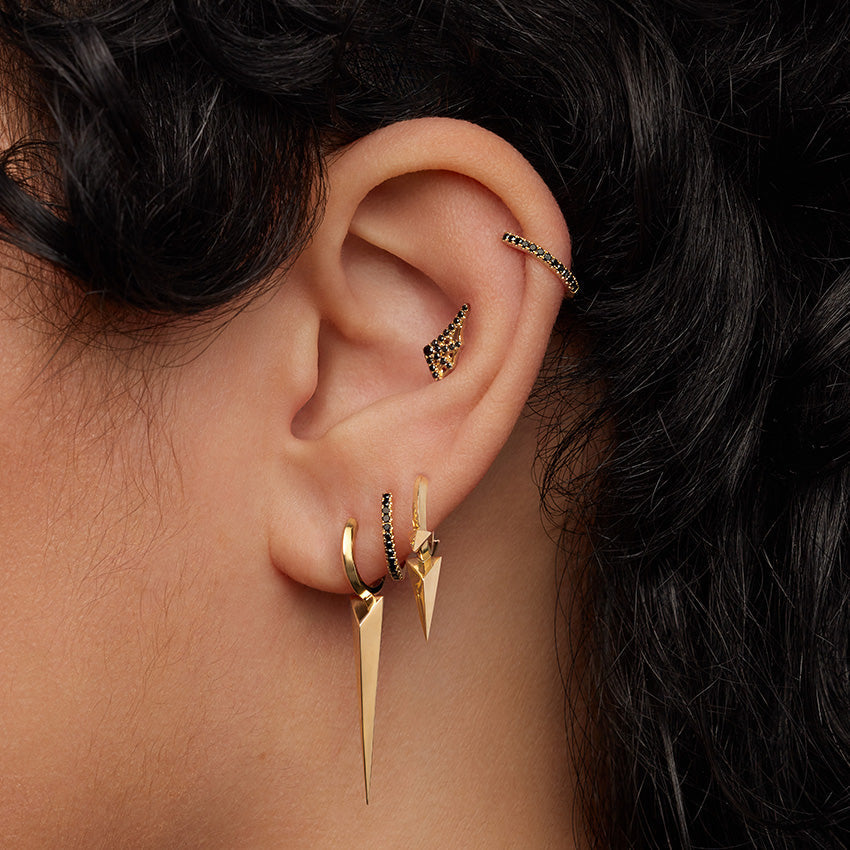 Black Diamond Web Threaded Stud Earring With Titanium Backing