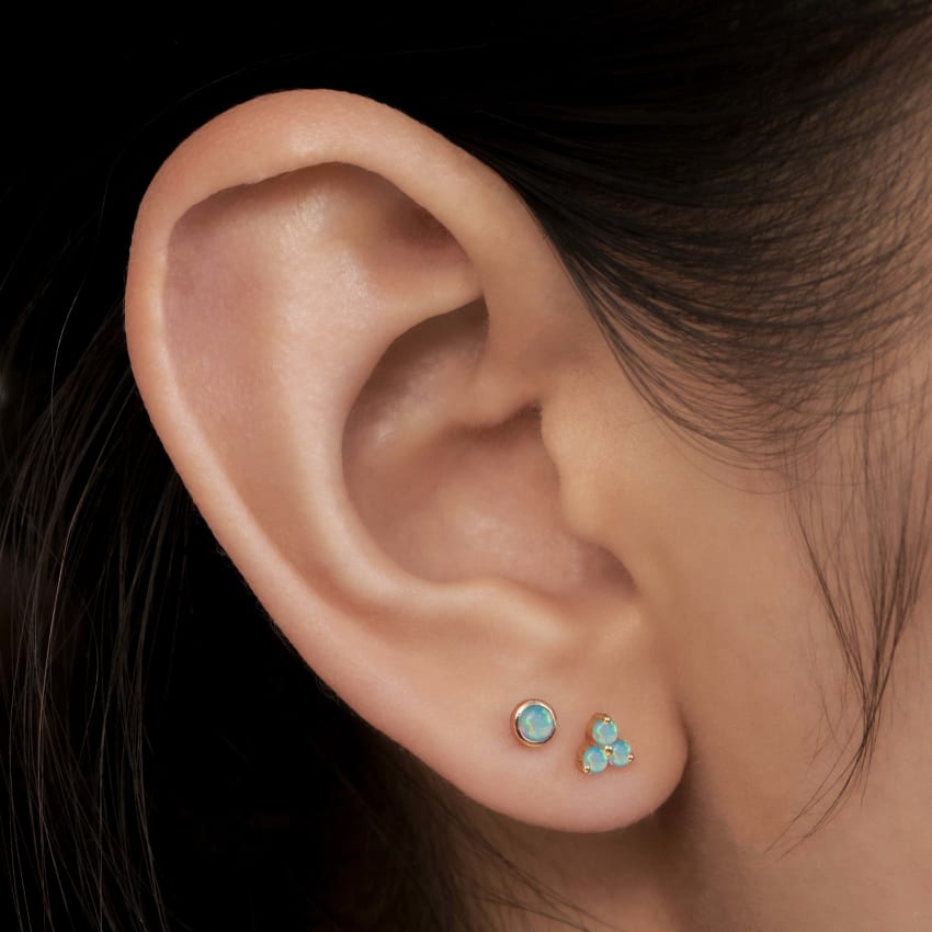 Opal Threaded Stud Earring With Titanium Backing