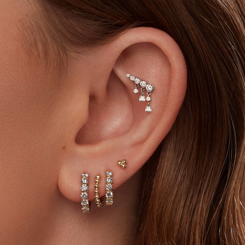 Ball Trinity Threaded Stud Earring