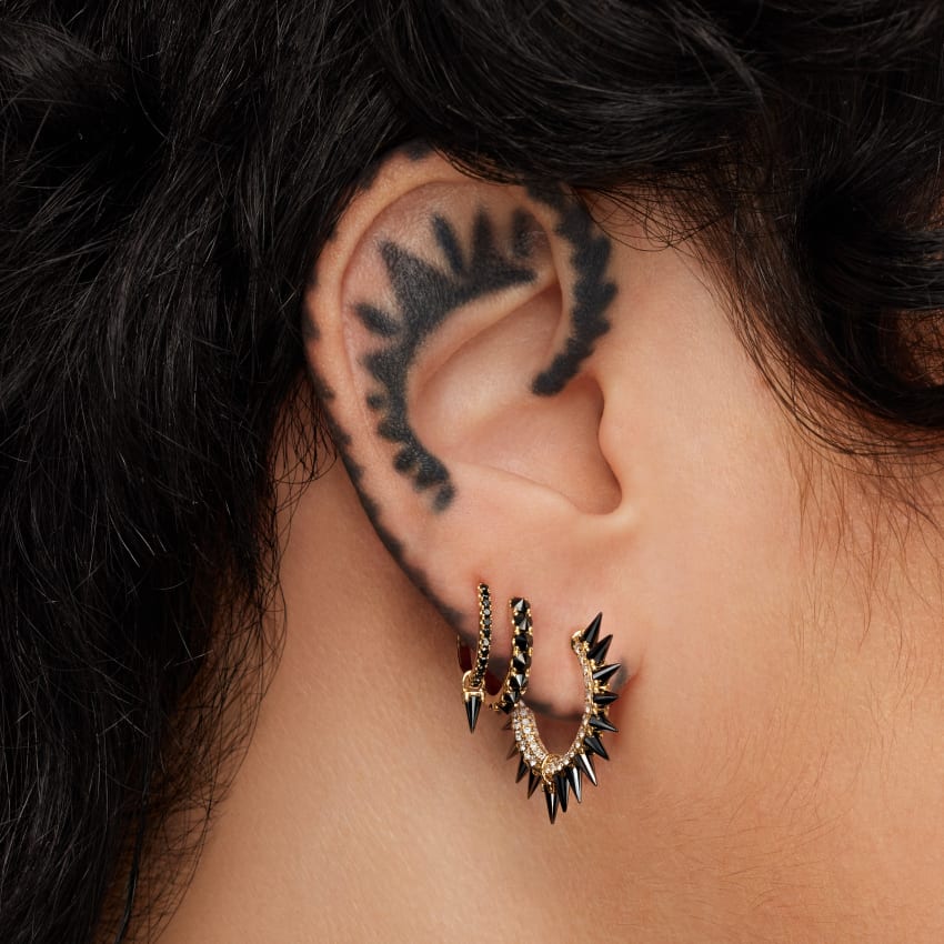 Black Diamond Eternity Hoop Earring