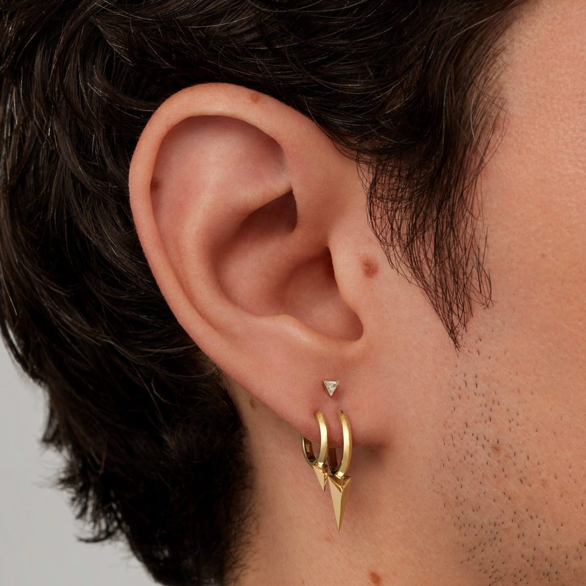 Faceted Single Short Spike Hoop Earring