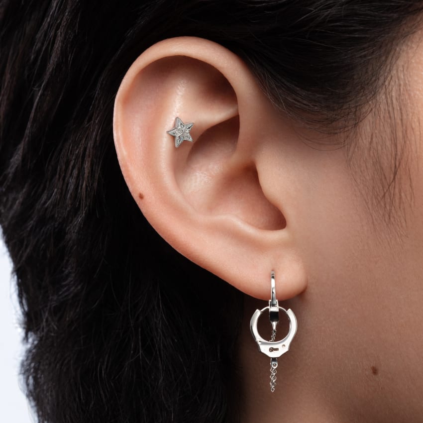 Handcuff Hoop Earring with Medium Chain