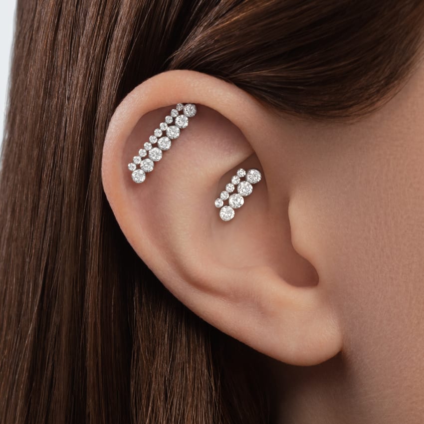 Invisible Set Diamond Apsara Bar Threaded Stud Earring