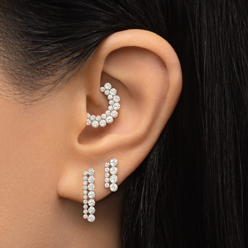 Invisible Set Diamond Apsara Bar Stud Earring