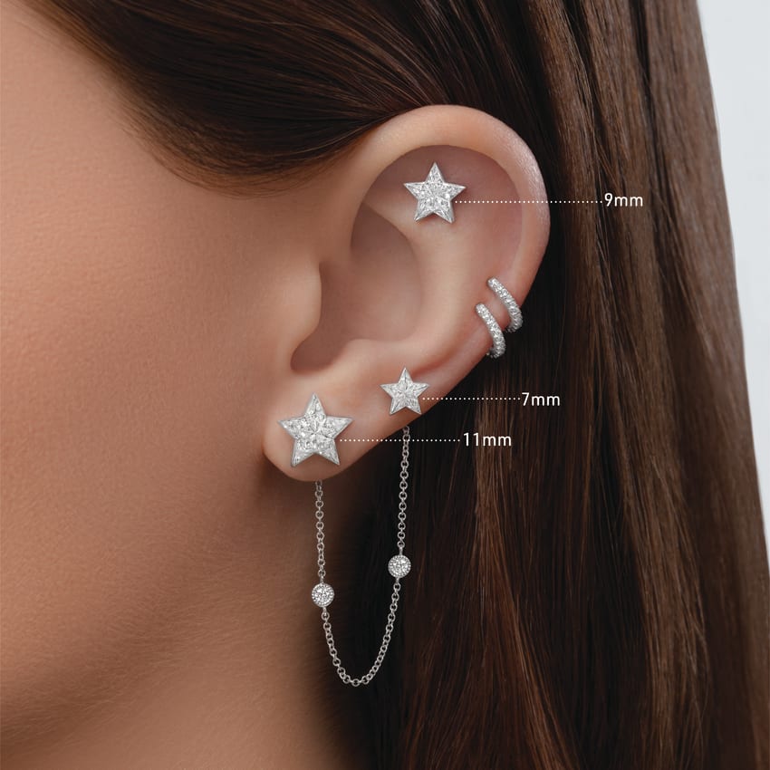 Invisible Set Diamond Star Threaded Stud Earring